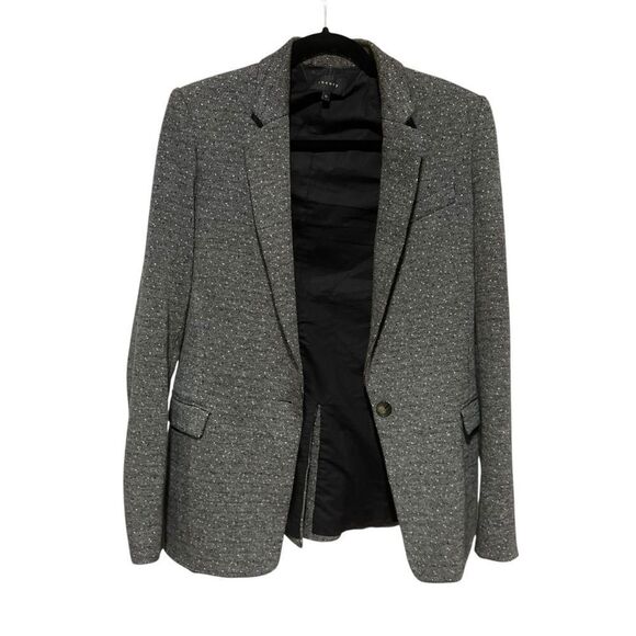 Theory Dancey K Kenmore Gray Knit Longline Blazer - Picture 4 of 11